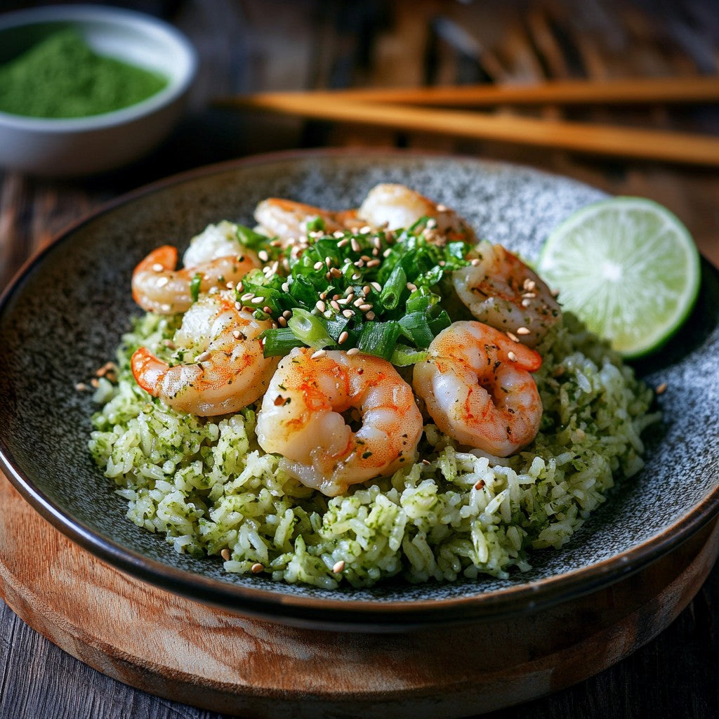 Riz sauté au matcha et aux crevettes Afbeelding