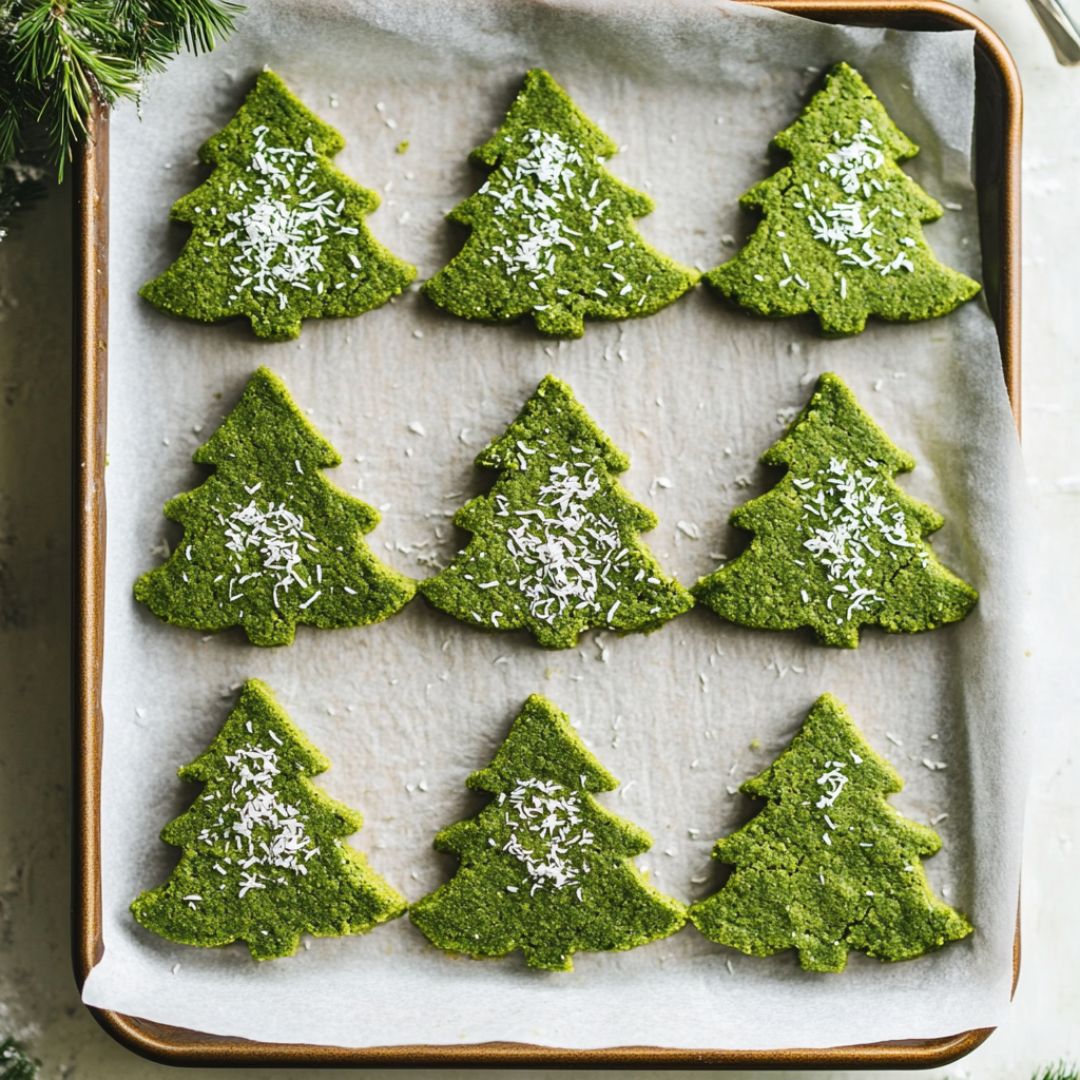 Biscuits Sapins au Matcha et Noix de Coco : Une délicieuse touche festive Afbeelding