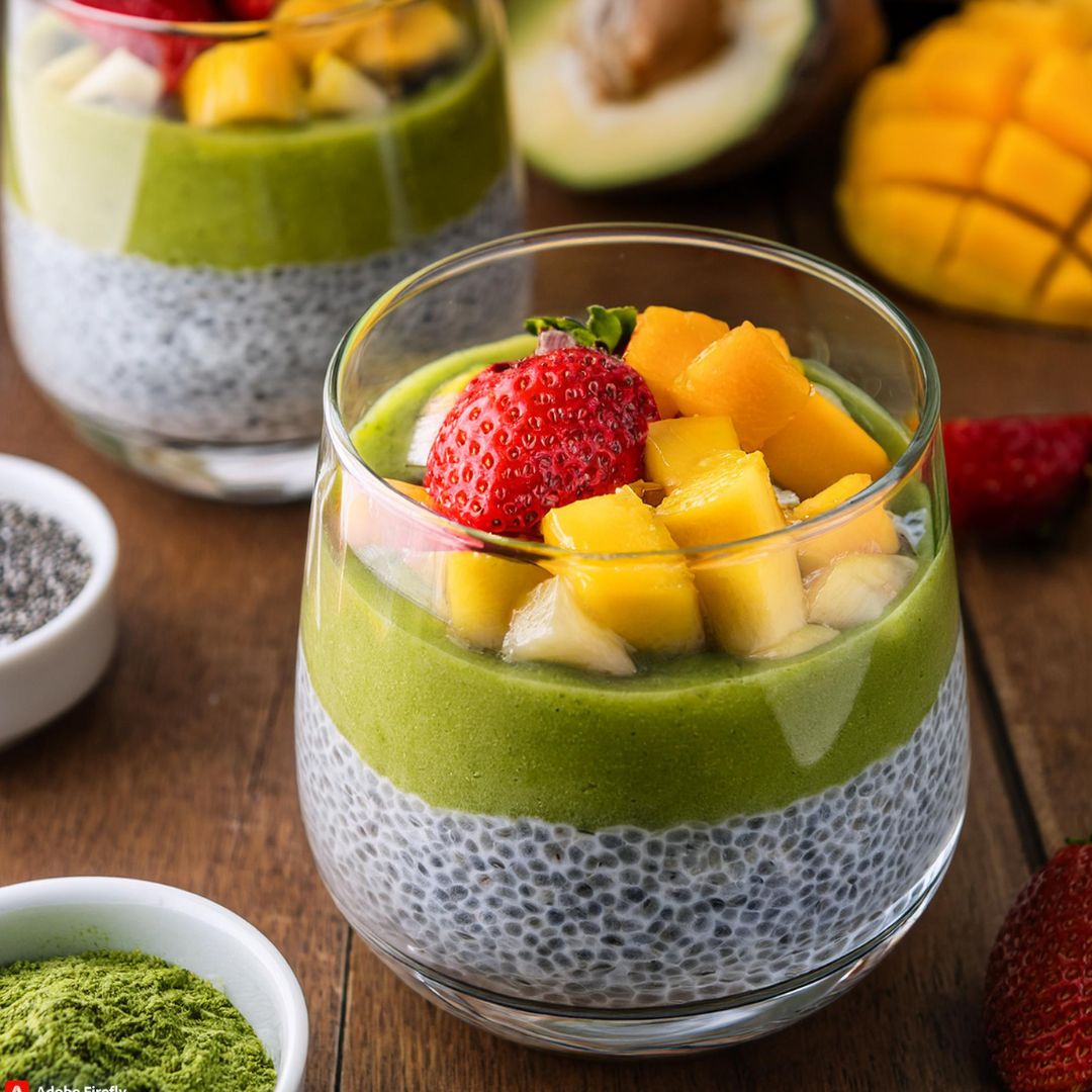 Pudding de Chia au Matcha et Fruits Frais Afbeelding