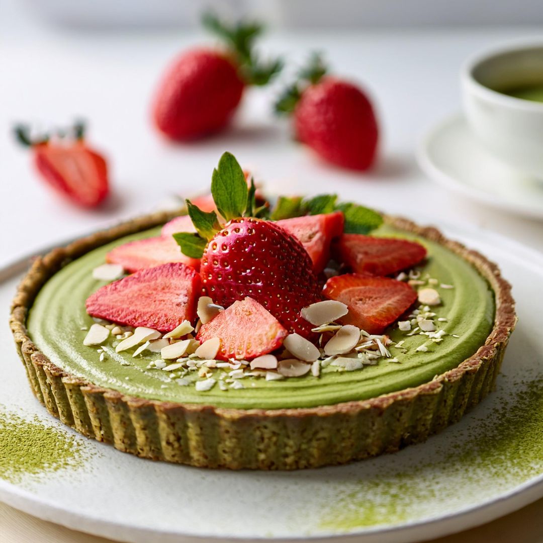 Tarte Crue Vegan au Matcha et Fruits Afbeelding